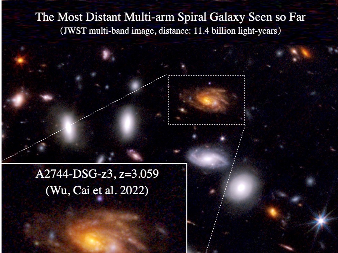The earliest multi-arm spiral galaxy confirmed